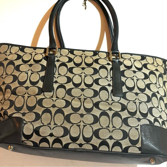Coach Black and Tan Signature print canvas Tote Bag - Picture 3 of 9